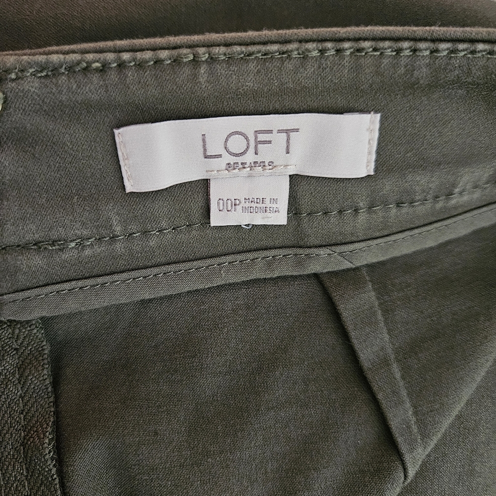 LOFT Petite Olive Green Mini Skirt with Gold Zipper Details - Picture 6 of 9
